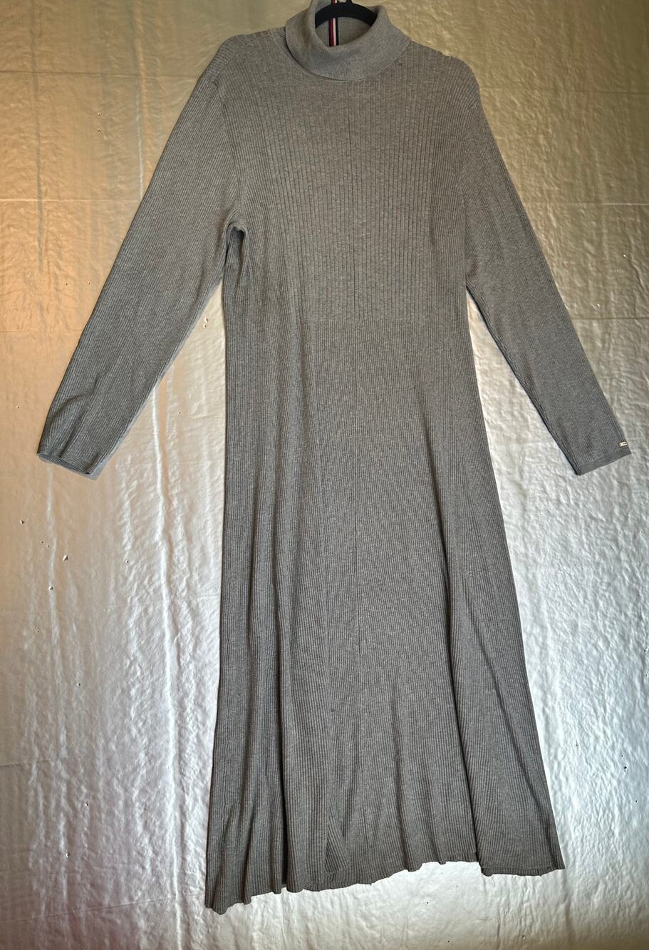 Tommy Hilfiger XXL Gray Ribbed Turtleneck Maxi Dress